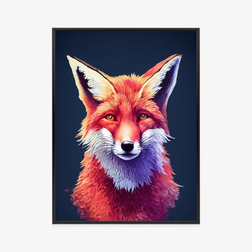 Cadre aluminium noir poster renard roux moderne Wallero 60x80