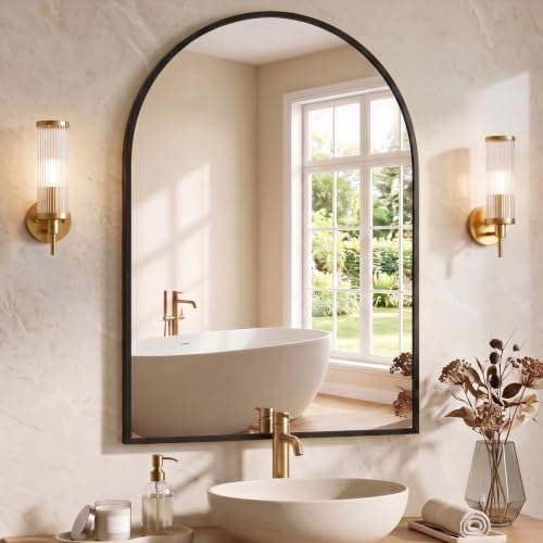 Image of NEWBULIG 40 inchX30 inch Arched Bathroom Mirror for Over Sink, Wall Vanity Mirror