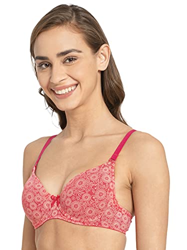Image of Jockey 1245 Women's Under-Wired Padded Super Combed Cotton Elastane Stretch Multiway Styling T-Shirt Bra with Detachable Straps (Colors & Prints May Vary)