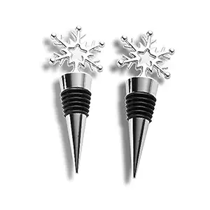 Snowflake Wine Stopper Bottle Stopper Decorative Wine and Beverage Bottle Stopper Beer Stopper Perfect Gifts for Party Supplies Birthday Party Accessories Bar Tools Set with Beautiful Gift Box 2 Packs