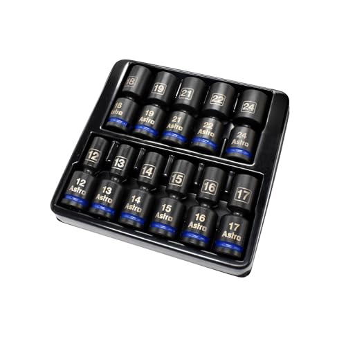 Image of Astro Tools 78244M 11pc 1 /2 inch Drive Mid-Length Pinless Universal Impact Sockets - Metric