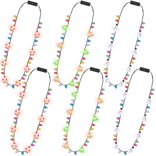 Colliers lumineux de Noël lot de 6 avec 3 modes d'éclairage pour fête