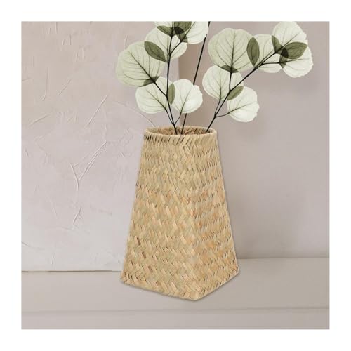 Jarrones para flores de paja tejida en juego rustico para decoracion 6