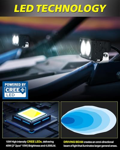 Image of LED Pods 3 inch 40W CREE LED Low Beam Fog Lights Small Off Road Lights | 2pcs Driving Combo Beam Ditch Head Lights Pods for Trucks Dirt Bike Motorcycle UTV ATV SUV