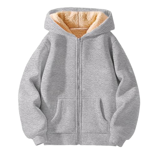 Unisex Boys Girls Hoodies Zip Up Sherpa Lined Fleece Warm Jackets Zip up Hooded Sweatshirt Casual Winter Coats for Kids