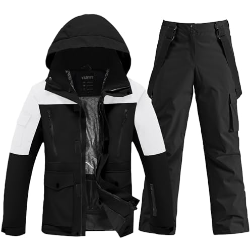YEEFINE Men's Ski Suit Two Piece Insulated Snowsuits Snow Jacket and Pants Set Waterproof Winter Snowboard Suits Outdoor