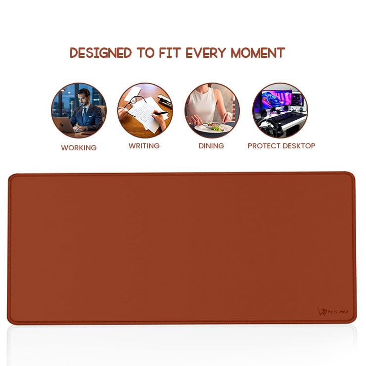 Image of Desk Mat 60x30 cm (11 x 23 inch) Red Brown | Large Mouse Pad for Office Computer Laptop Keyboard | Waterproof Anti-Slip Rubber Base Desk Mat