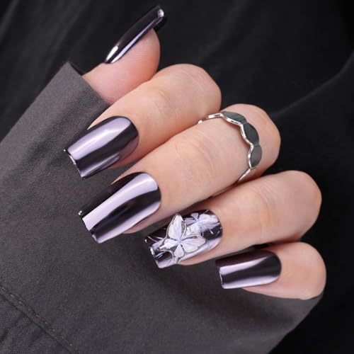 Lilbitty Chrom-Nagelpulver,silbrig-schwarzes Chrom-Nagelpulver mit Spiegeleffekt, hochwertiges metallisches Chrom-Spiegelpulverpigment für die Nagelkunst-Dekoration