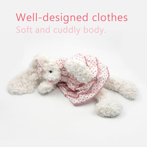 oits cute Floppy Bunny Stuffed Animals in Dress for Baby Girls Plush Toys 18 Inch (Pink Polka-dot Dress) - image 2