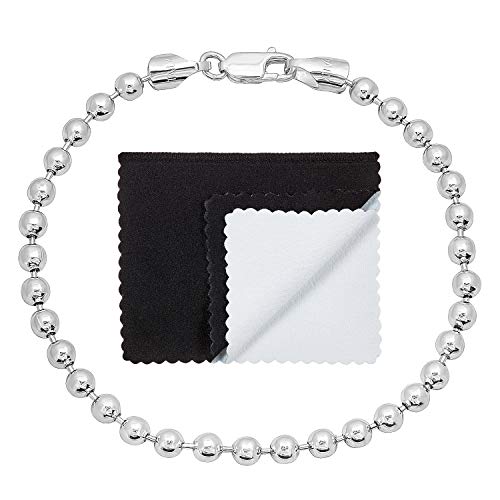 4Mm Solid .925 Sterling Silver Military Ball Chain Bracelet, 7 Inches #TOP3