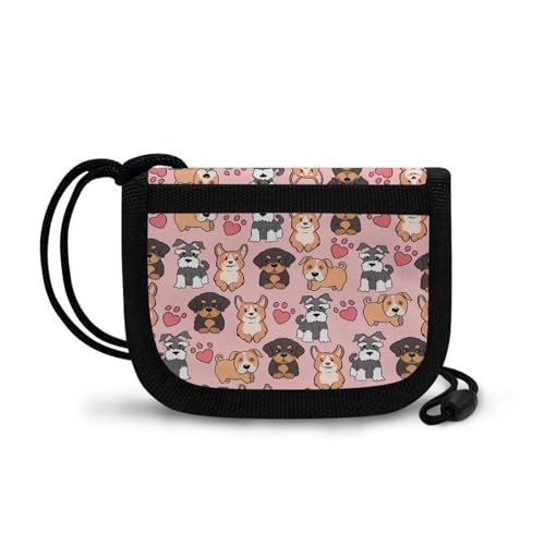 COEQINE Dog Paw Print Girls Wallet for Kids 4-6 Pink Small Coin Purse With Lanyard for Travel Birthday Trifold Novelty Wallet Front Pocket2