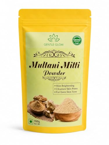 Image of GENTLE GLOW 100% Natural & Pure Multani Mitti Powder for Face Pack | Deep Pore Cleansing, Soothes Sunburn & Tanning | Chemical Free DIY Face Pack for Revitalizes Skin (100gm)