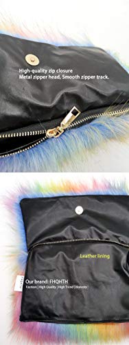 Fhqhth Faux Fox Fur Purse Fuzzy Handbags For Women Foldover Evening Bags Al Alloy Shoulder Strap [Rainbow Colors] #TOP4