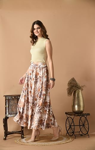 Image of VAGISHA Women's 4-Metre Flared Long Skirt | Skirts for Women Long Length | Long Skirts for Girls | Ethnic & Boho Printed Wear with Elastic Waist | Perfect for Party, Festive & Casual Look