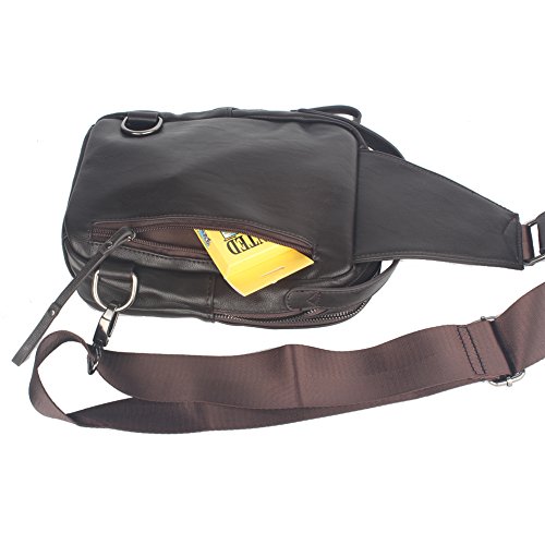 Innturt Faux Leather Sling Chest Bag Multi-Function Outdoor Bag Brown #TOP6