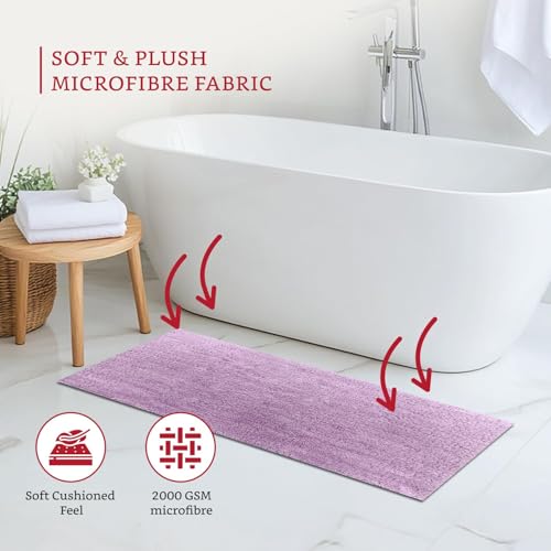 Image of Bathroom Doormat Anti-Slip Absorbent Bath Mat Quick Dry Soft Microfiber Floor Rug for Bathroom, Shower, Kitchen & Entrance, Washable Durable Home Decor Mat (Dusty Lilac)