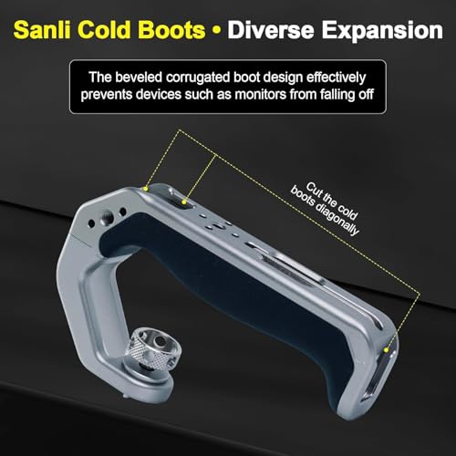 Image of Camera Hand Grip Universal Handle with 3 Cold Shoes, Ergonomic Silicone for NATO Rail & 1 /4 inch Camera Cage (Titanium Camera Top Handle)