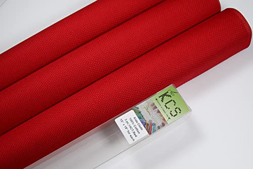 Image of KCS 3 pc of 15 inch x 18 inch Counted Cross Stitch Cotton Aida Cloth Needlework Rolled Fabric Box,14CT,Red
