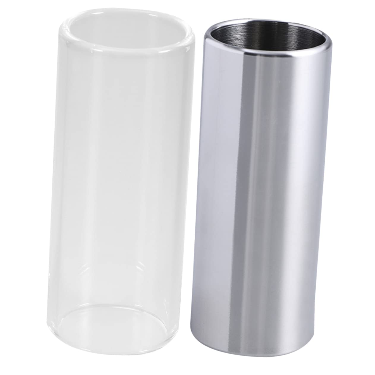 VICASKY Medium Bottleneck Guitar Slides 2pc Glass Stainless Steel Slide for Acoustic/electric Guitars