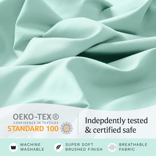 Image of LuxClub 4 PC Sheet Set Bed Sheets Deep Pockets 16 inch Eco Friendly Wrinkle Free Cooling Machine Washable Hotel Bedding Silky Soft - Aquamarine Queen