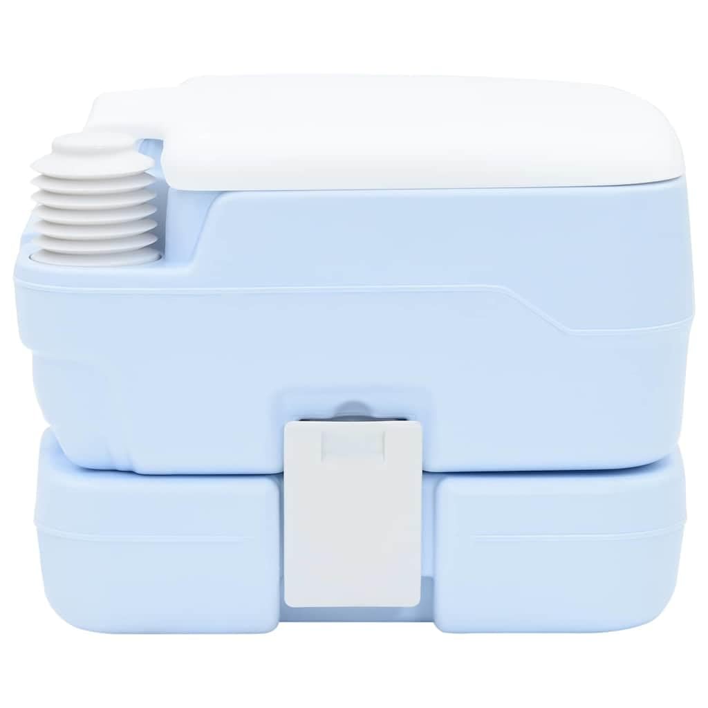 WC da campeggio grigio e bianco in polietilene, 41,5 x 36,5 x portatile, toilette mobile, toilette da viaggio, toilette chimica per esterni, tenda, roulotte e camper