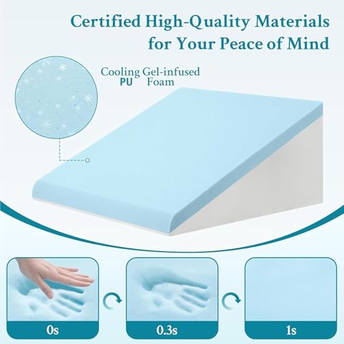 Image of Rosebell Cushion for Sleeping & Acid Reflux Relief, Medium Firm & High Resillience, Orthopedic Wedge Cushion for Leg Elevator Pregnancy GERD Pack of 1 Green Color