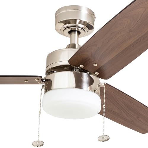 Prominence Home Reston, 42 Inch Modern Farmhouse LED Ceiling Fan with Light, Pull Chain, Dual Mounting Options, Dual Finish Blades, Reversible Motor - 51014-01 (Brushed Nickel) - Image 15