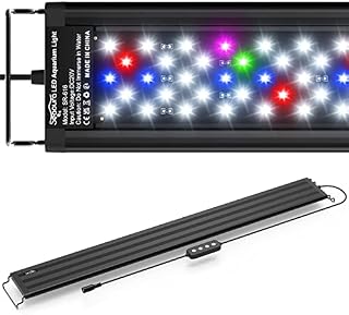 SEAOURA Led Aquarium Light for Plants-Full Spectrum Fish Tank Light with Timer Auto On/Off, Adjustable Brightness, White Blue Red Green Pink LEDs with Extendable Brackets for Freshwater (77-90cm)
