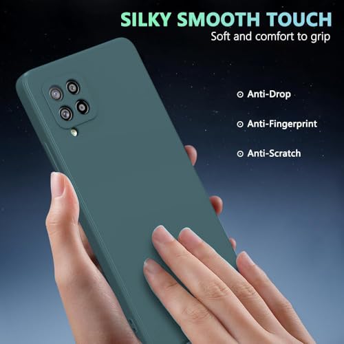 Image of DIZORO Liquid Silicone Case with Microfiber Coushioning Compatible for Samsung Galaxy A12 /M12 /F12 Shockproof Slim Back Cover, Gel Rubber Full Body Protection - Forest Green