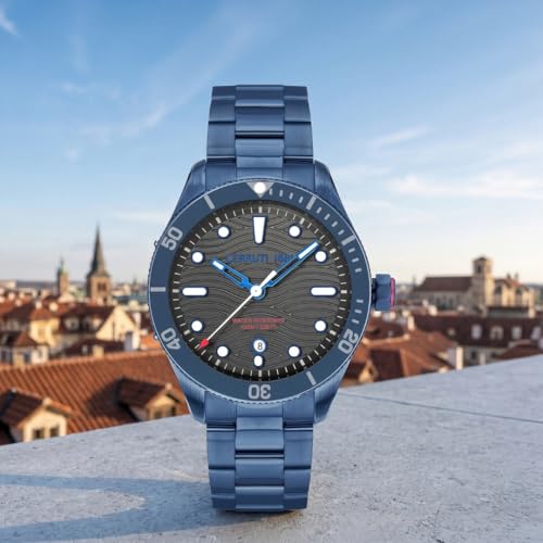 Image of Cerruti Cedonio with Quartz Three Hands Date (Hour, Minute, Seccond & Date) Grey Dial Blue Stainless Steel Strap Watch for Men - CECIWGH2113704W