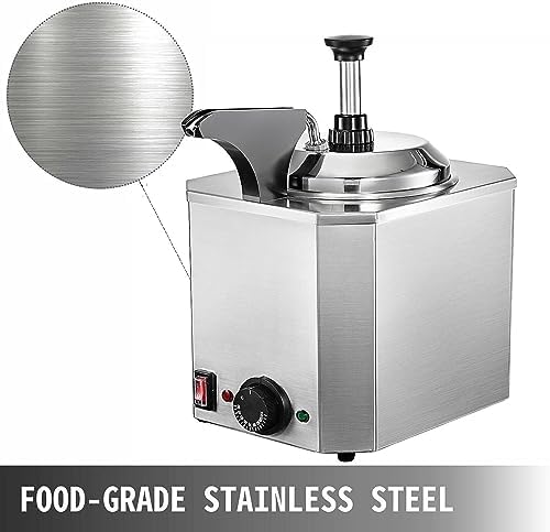 Stainless Steel Cheese Dispenser with Pump, 2.5L Capacity, Adjustable Temp 30-110℃ (86-230℉) for Hotels, Buffets, Snack Bars, and Milk Tea Shops