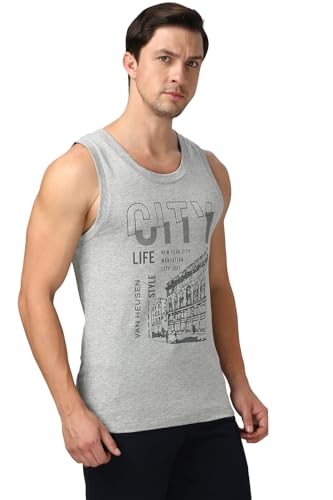 Image of Van Heusen Men's Cotton Regular Fit Sport Graphic Print Vest - Super Soft, Sleeveless,