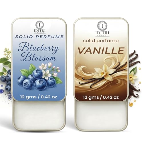 Image of Solid Perfume |blueberry blossom&Vanille Alcohol Free Wax Perfume Balm, Long Lasting | Pocket Tin 12g, Pack Of 2| Non Greasy Smooth Glide, Travel Friendly Unisex