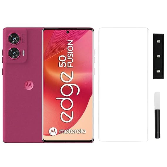 Image of Tempered Glass Screen Protector Compatible For Motorola Edge 50 Fusion With (3D UV) Edge-To-Edge Protector And With Easy Installation Kit