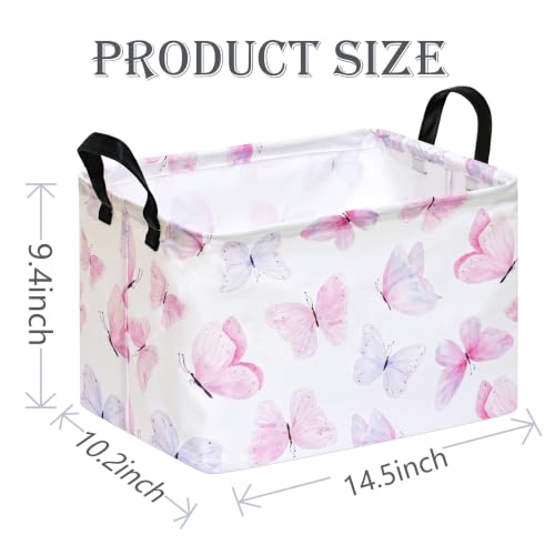 Image of Kids Gift Shelf Nursery Storage Basket Laundry Hamper Storage Box and Bins for Home Clothes with Handles (Butterfly)