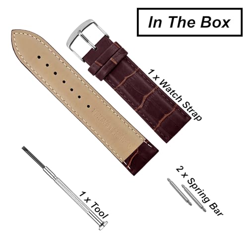 Image of DBLACK ''HIKRO'' Leather Watch Strap, Bamboo Design Full Padded Watch Belt / / For 18mm, 20mm, 22mm, 24mm, or 26mm Watch Band (Choose Your Size & Color)