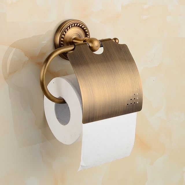 Vintage Brass Toilet Paper Holder with Cover