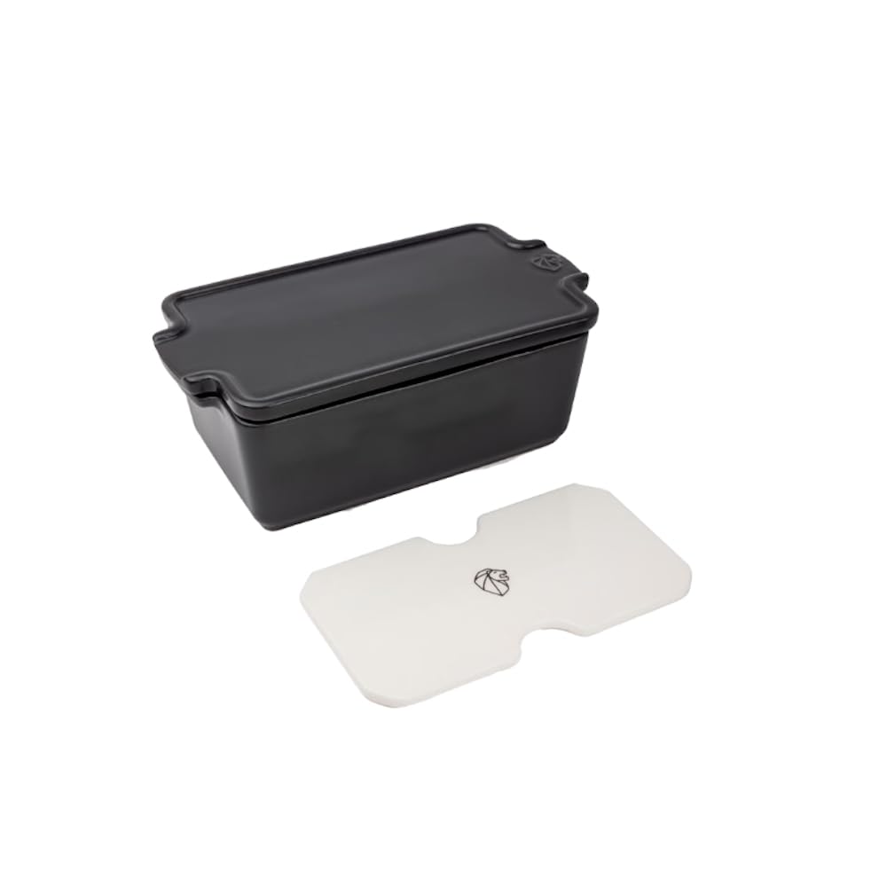 PEUGEOT - Terrine en Céramique avec Presse Appolia - 20 cm x 11 cm x 7,5 cm - Contenance : 0,65 L - Terrine Pour Foie Gras - Garanti 10 Ans - Fabrication Française - Coloris Ardoise