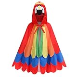 yolsun Parrot Costume for kids, Boys Girls Parrot Cape with Hood, Parrot Animal Role Play Costume(29.5', Red)