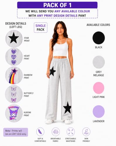 Image of Girls Wide Leg Casual Pant with Graphic Print Pack of 1