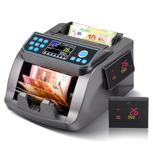Bonvoisin Máquina Contadora de Dinero, Euro UV/MG/IR/MT/DD Detección de Falsificaciones, Clasificación por Denominación y Recuento de Valor Mixto, Modos Añadir y Lote, 1000 Billetes/Min (EU)