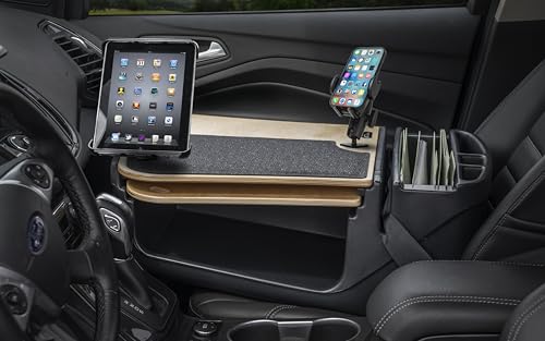 Image of AutoExec AE-GMCD-PI-PM-TAB-11M GripMaster Car Desk for Your Vehicle Workstation and Mobile Office, Natural with 400 watt Power Inverter, Phone Mount and Tablet Mount | 400 Watt Power Inverter, Phone Mount, Tablet Mount, Vehicle Workstation and Mobile Office