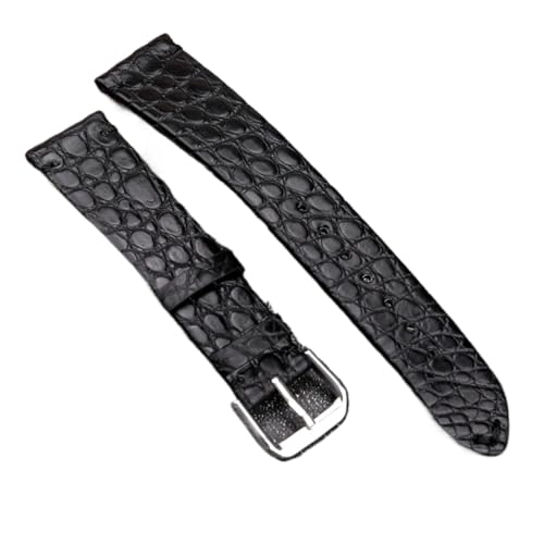 Bracelet montre souple noir en crocodile véritable à dégagement rapide 18mm 20mm 22mm