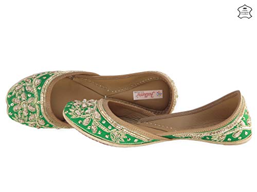 Image of Fulkari Women's Murraya Genuine Soft Leather Juttis | Bite and Pinch Free Jutis | Punjabi Jutti For Ladies | Bridal Ethnic Stylish Mojari Flats For Girls |