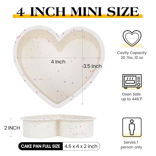 image for AOTASO 4 Inch Mini Heart Shaped Cake Pans Nonstick Silicone Heart Cake
