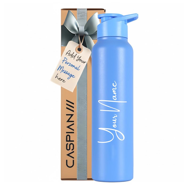Image of CASPIAN / / / Hike Stainless Steel Customize Sipper Water Bottle Leak Proof Thunder for Fridge Home Office Travel School Kids Boys Girls Adults Sports Gym Yoga (R S Blue 1 Litre, Set of 1)