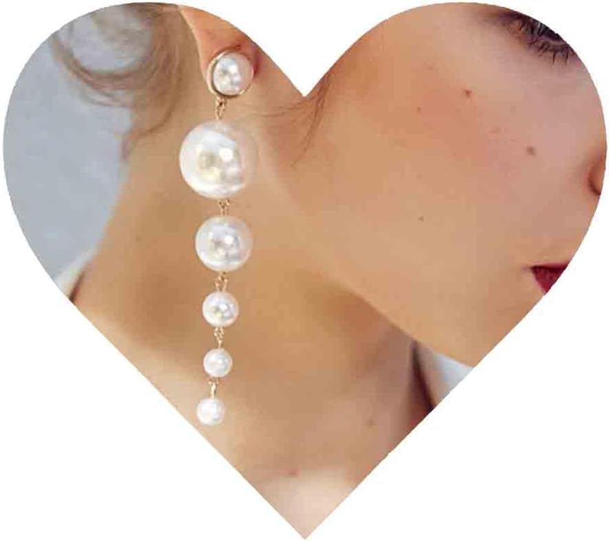 Boho Pearl Drop Dangle Earrings Big Pearl Tassel Earrings Gold Long Drop Earrings Elegant Vintage Earrings Jewelry for Women and Girls