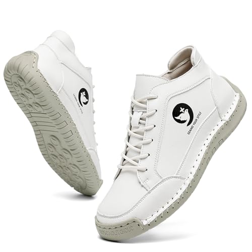 Baskets mode femme en cuir blanc pour marcher sans douleur