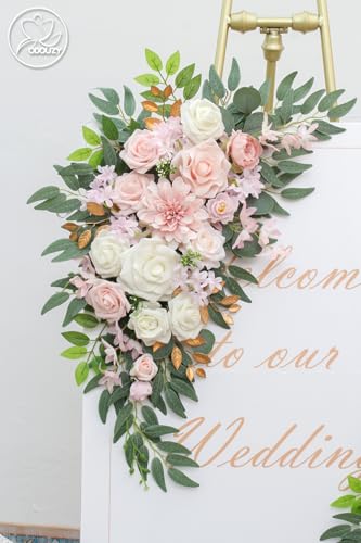 Pack of 2 Wedding Arch Decorations Artificial Hanging Flowers Floral Swag for Wedding Welcome Sign Backdrop Balloon Arch Home Party Bridal Ceremony Reusable (Light Pink) - Image 6