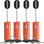 4-Pack TSA Approved Luggage Locks with Keys for Travel | Flexible, Ultra Secure Mini Key Padlocks Made from Zinc Alloy | Luggage Locks | TSA Locks | Orange